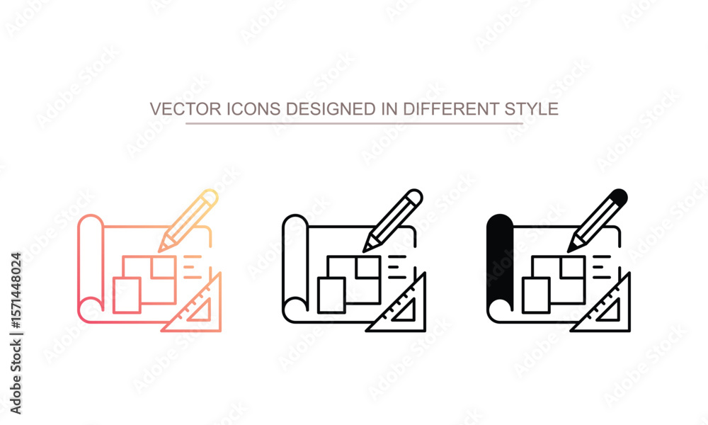 Fototapeta premium Construction Plan icon design with white background stock illustration