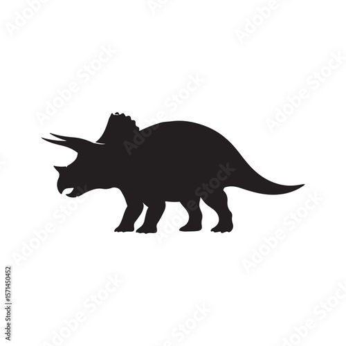Triceratops silhouette vector flat illustration design