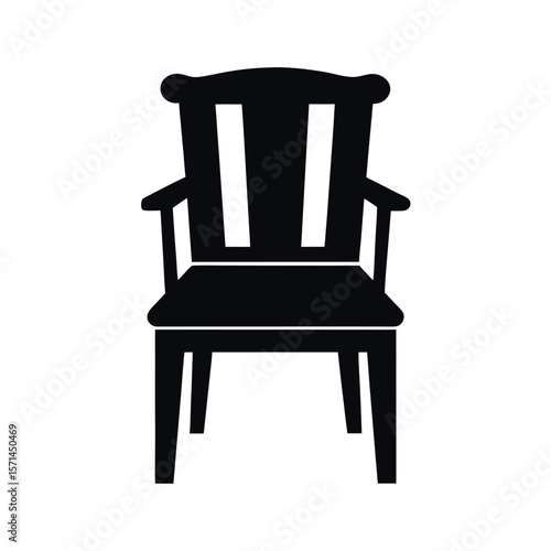 Black Silhouette Wooden Chair Vector Illustration