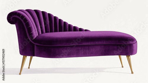 Watercolor Sanctuary Purple velvet lounge chair isolated vector illustration svg