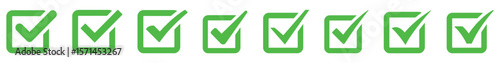 Check mark icon set, tick mark sign, green check mark icon, green approval check mark, approval icon, quality sign, vector illustration.