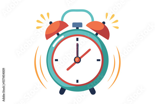 Vintage old alarm clock vector illustration on a white background