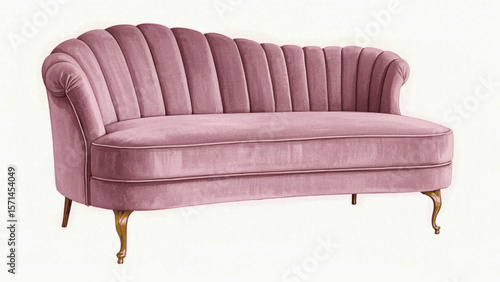 Watercolor Stillness rose-pink sofa isolated watercolor vector illustration svg