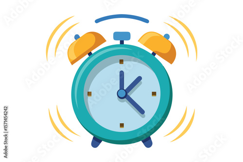 3d ringing alarm clock on white background