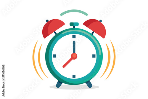3d ringing alarm clock on white background
