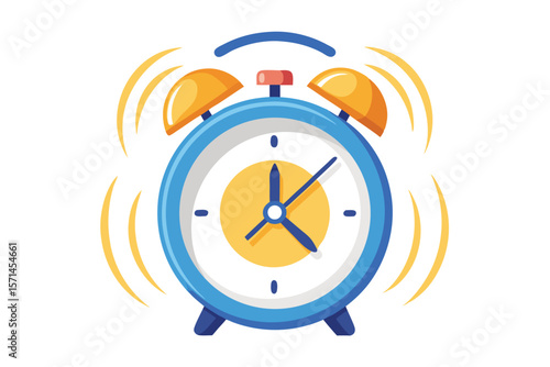 3d ringing alarm clock on white background
