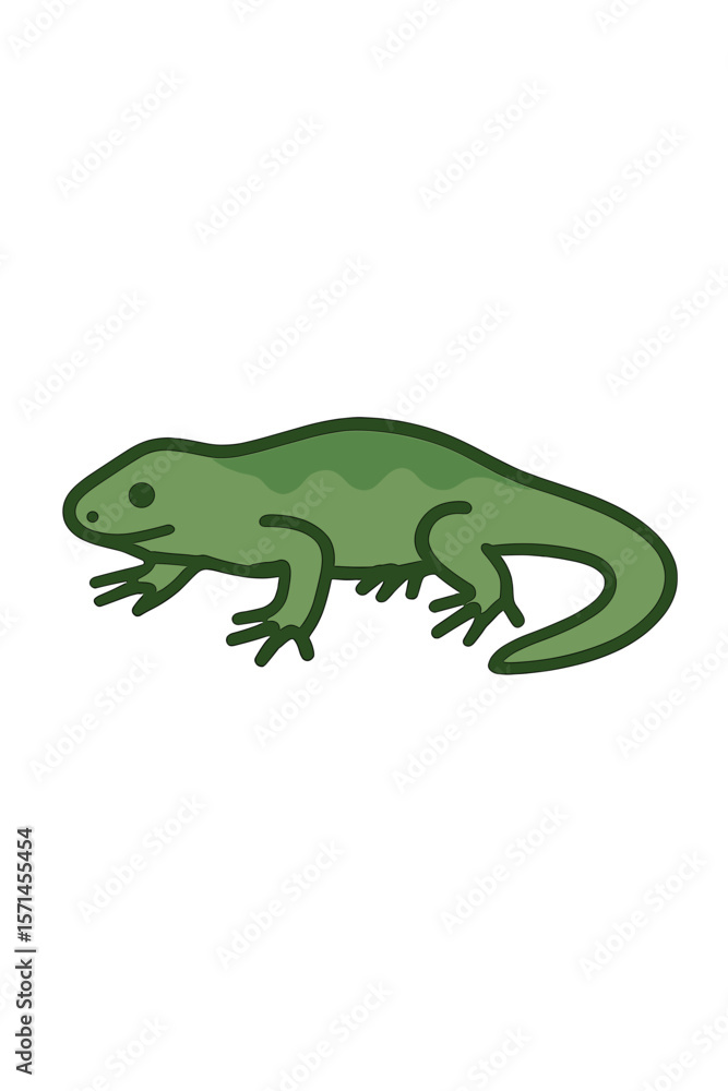 Vector Illustration of a Green Lizard Crawling Vector Illustration of a Green Lizard Crawling