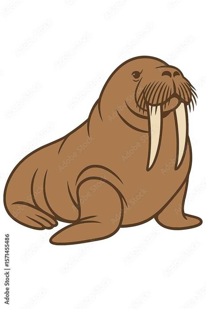Obraz premium Vector Illustration of a Walrus with Tusks