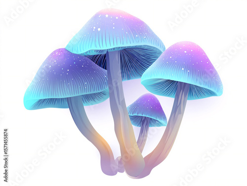 A vector illustration of a glowing jungle mushroom with star-like caps