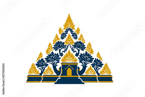 A vector illustration of a Khmer temple spire with lotus motifs