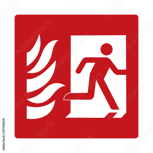 Fire exit. Building security system. Red sign. Helps people quickly navigate and find their way to a safe exit in case of fire or smoke.