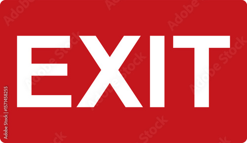 Red sign with an emergency exit symbol. Visual indication of the evacuation route in case of fire. Fire exit. Direction to a safe zone. Red sign.