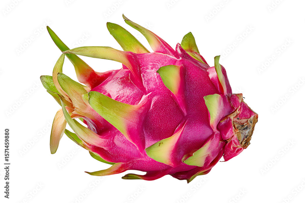 Obraz premium Vibrant pink dragon fruit isolated on black background