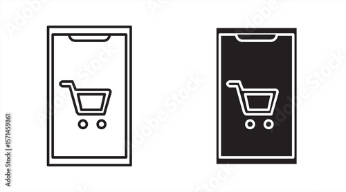 mobile online shopping icon vector, white background, vector illustrator