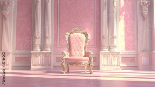 Luxurious pink throne room with gilded accents.