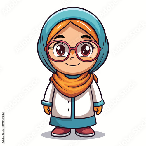 Cute girl in hijab and glasses