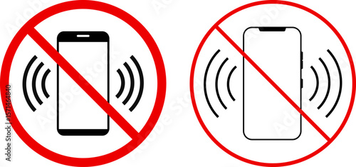 No ringing phones sign. smartphone icon in a red prohibited circle. Cellphone with prohibition sign. Mobile turn off symbol
