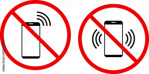No ringing phones sign. smartphone icon in a red prohibited circle. Cellphone with prohibition sign. Mobile turn off symbol
