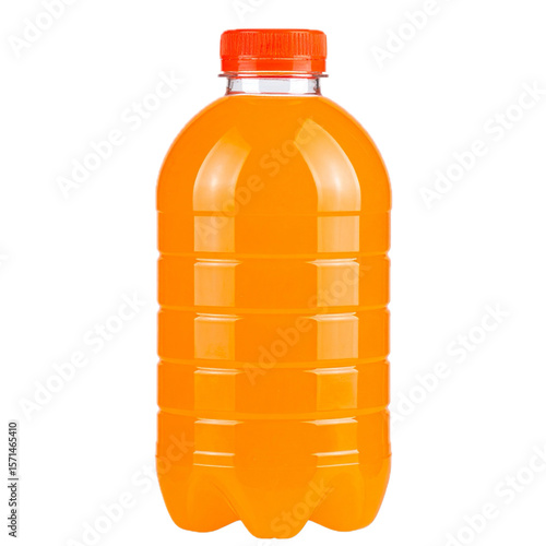 plastic orange soda bottle isolated on white or transparent png