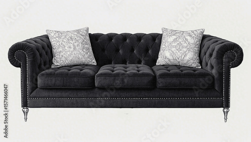 Sofa Solitude black velvet sofa isolated watercolor vector illustration svg