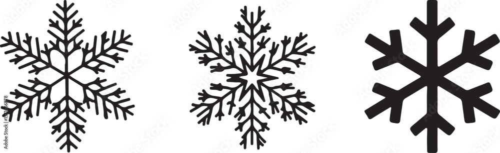 Naklejka premium Collection of Intricate Snowflake Illustrations Winter Design Elements