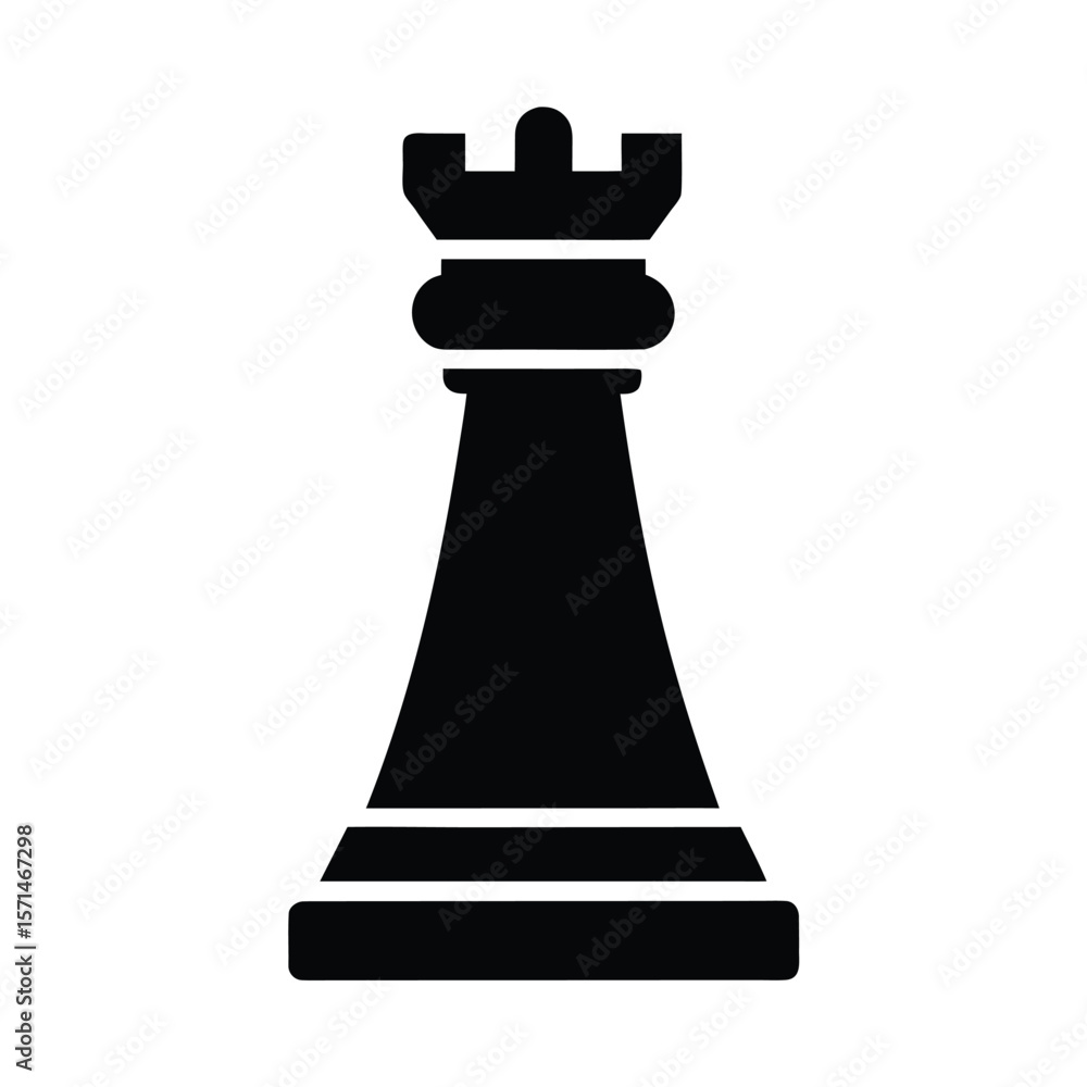 Black Chess Rook Icon Vector Illustration Black Chess Rook Icon Vector Illustration