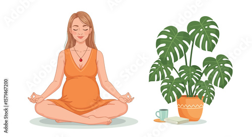Pregnancy yoga meditation woman wellness mindful prenatal health lifestyle