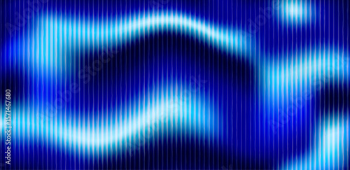 Dark Blue Glass Effect Background with Vertical Stripes and Smooth Wave Distortion. Futuristic and Dynamic Digital Surface. Vector Illustration
