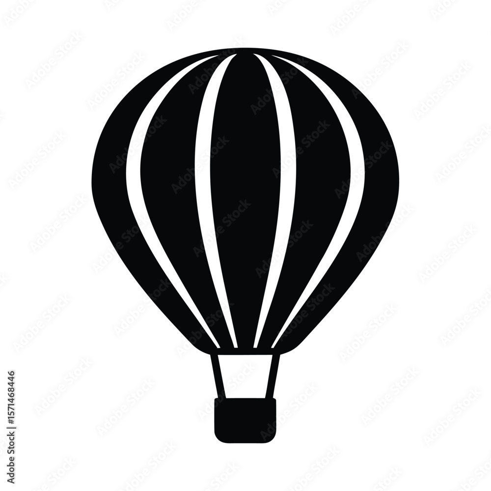 Obraz premium Black Hot Air Balloon Icon Vector Illustration