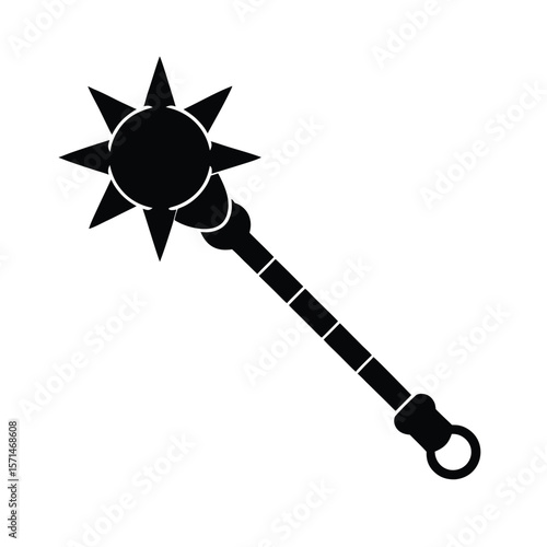 Black Medieval Flail Icon Vector Illustration