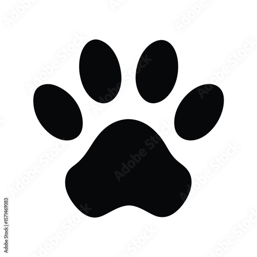 Black Paw Print Red Heart Icon Vector Illustration