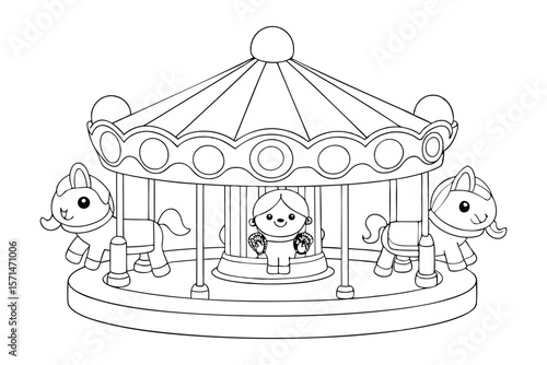 Garden Carousel with Vintage Toy Riders