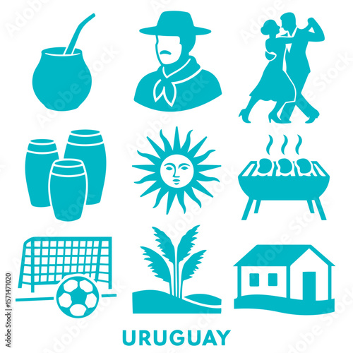 vector isolated blue color uraguay traditional cultural symbols