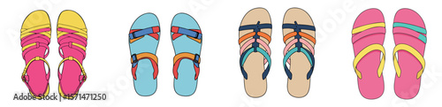 Colorful flip flops in various designs and styles    