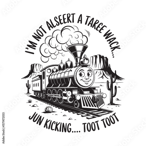 A whimsical train design with the playful phrase "I'm Not A Smart, But I Sure Know How to Toot Toot!", ideal for fun-loving individuals, vector illustration.