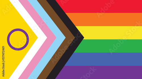 Intersex-inclusive Progress Pride Flag, Pride month, gay community and freedom concept.