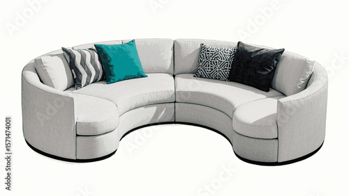 ing Room Focus white sectional sofa with soft isolated watercolor vector illustration svg