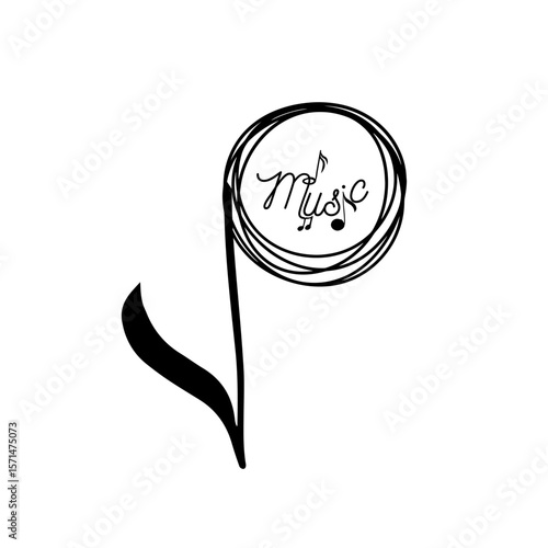 Abstract black note. hand drawn. Not AI, Vector illustration