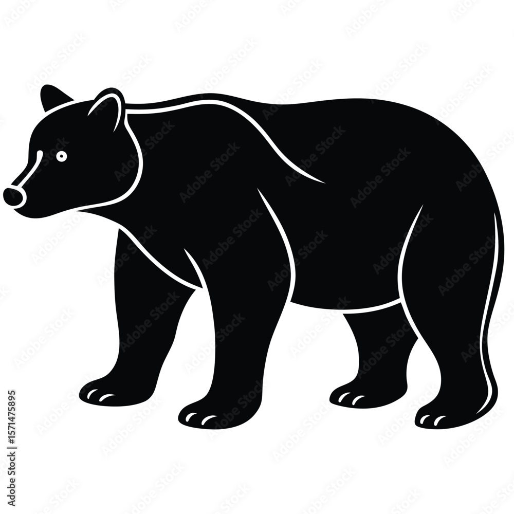 bear -silhouette Adobe Illustrator Artwork, White background bear -silhouette Adobe Illustrator Artwork, White background