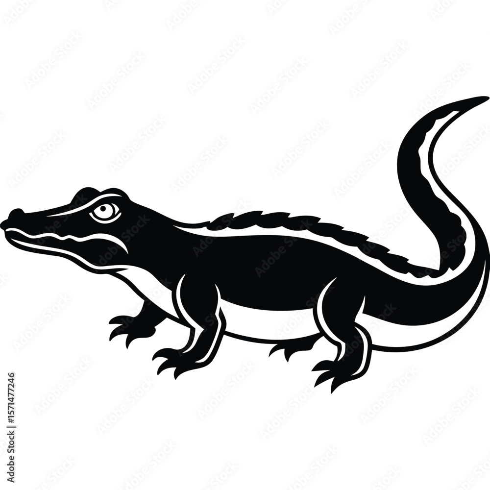 Crocodile-silhouette Adobe Illustrator Artwork, White background, Crocodile-silhouette Adobe Illustrator Artwork, White background,