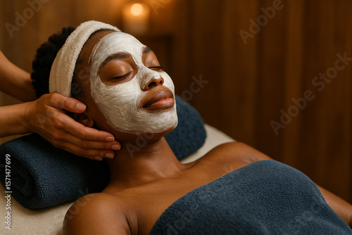 Spa Facial Relaxation for Black Woman