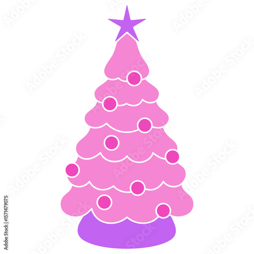 cute pink christmas tree vector