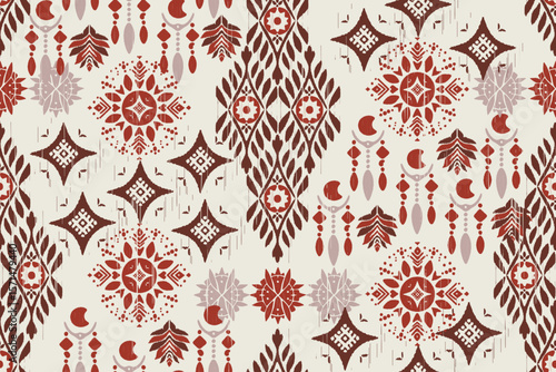 patchwork Ikat paisley embroidery on the fabric in Indonesia, India and Asian countries.geometric ethnic oriental seamless pattern.Aztec style. illustration. design for texture, fabric,clothing