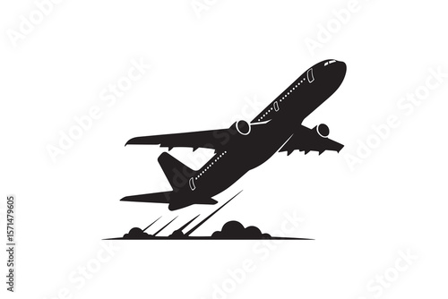 Airplane Takeoff Silhouette Design Aircraft Takeoff Vector Art