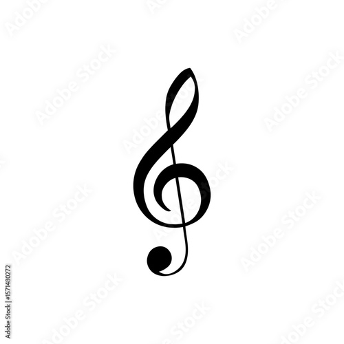Musical clef or G-clef symbol. Black treble G clef vector icon