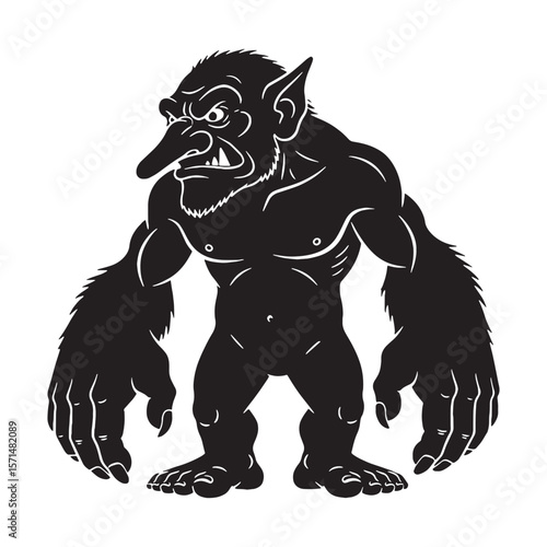 Modern Troll digital black silhouette, featuring clean, contemporary design lines - Troll silhouette - Troll Vector - Silhouette of Troll
