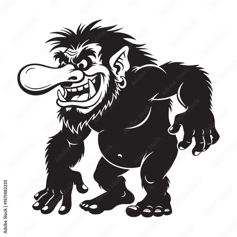 Obraz premium Essential Troll creature digital black graphic, a powerful tool for various endeavors - Troll silhouette - Troll Vector - Silhouette of Troll