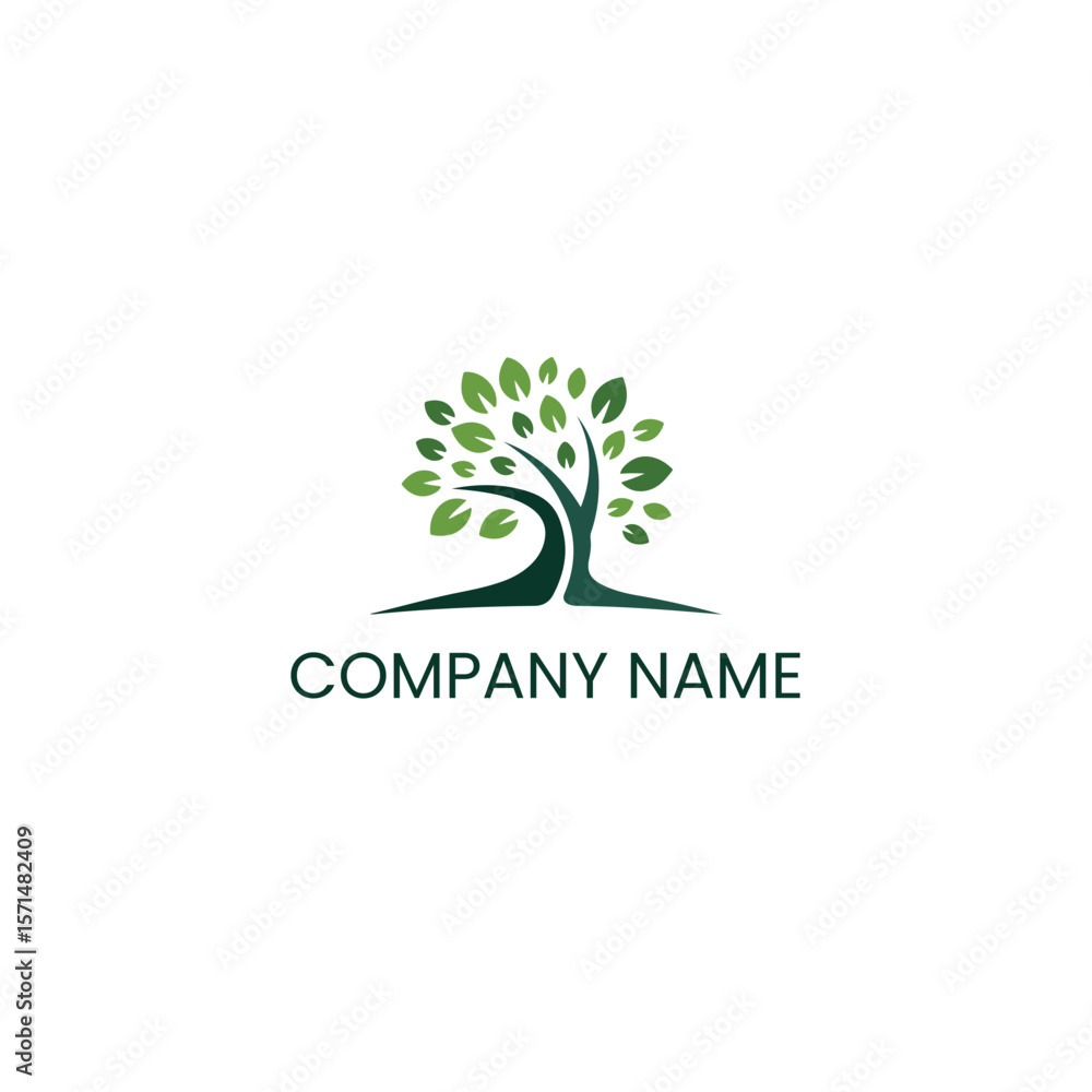 Obraz premium Green tree logo for company branding and nature-related businesses.