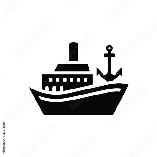 Ship Cruise Boat Anchor Icon Vector Illustration