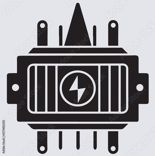12v regulator silhouette vector art illustration